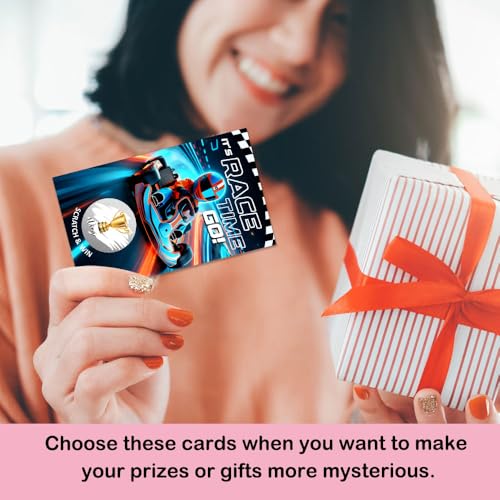 50 Pcs It's Race Time Go Scratch off Game Cards, Funny Racing Party Scratch Cards, Karting Theme Birthday for Teens Adults, Racing Lottery Prize Raffle Tickets, Birthday Game Supplies - color: Red & Blue