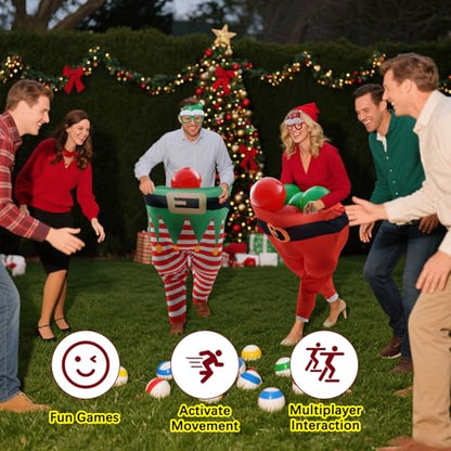 Christmas Granny Pants Outdoor Game Set, Giant Granny Funny Pants with Pump Bouncy Balls & Christmas Glasses, Holiday Yard Tossing Game for Adults Family Party(11 Pcs,Classic Style) - style: Classic Style
