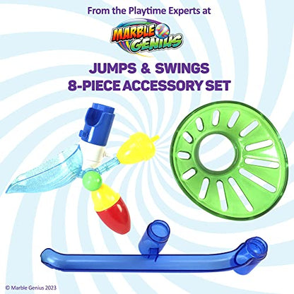 Marble Genius Jumps & Swings, 8pcs Marble Run Accessory Set for Kids Ages 4+, Fun Ultimate Marble Track Race Add-on Kit for Teens STEM