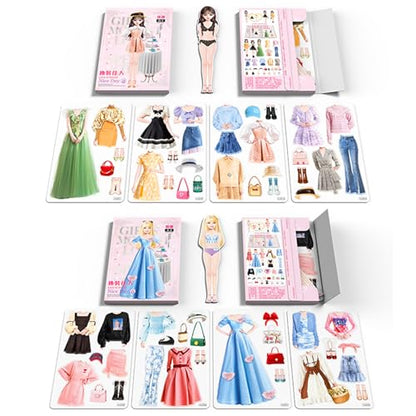 Magnetic Princess Dress Up Paper Doll Pretend Play Toys Magnet People Clothes Puzzles Game for 3+ Year Old Girls Toddler,Preschool Learning Created Imagine Set Birthday Gift - style: A Set