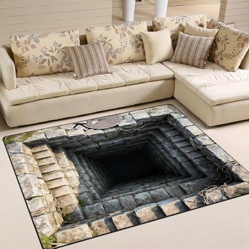 3D Optical Illusion Rug 6' x 9', Brick Trippy Area Rug for Kids Adults Bedroom Living Room Playroom, Soft Large Trap Bottomless Hole Carpet Floor Mat Pad Doormat - color: Brick 10, size: 6' x 9' (Rectangular)