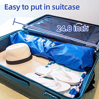 AMMSUN 6ft Folded Portable Travel Beach Umbrella with Sand Anchor Tilt Air vent UPF 50+UV Protection Fit In Suitcase Compact Foldable Telescopic umbrellas for Patio Garden Beach Pool Blue - color: 6ft Navy Blue