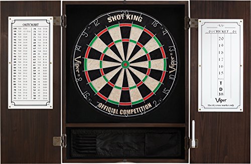 Viper by GLD Products Metropolitan Solid Wood Cabinet & Sisal/Bristle Dartboard Play-Ready Bundle - color: Espresso, style: Standard Set