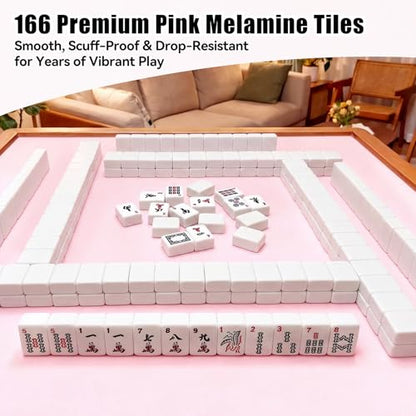American Mahjong Tile Set, 166 White Mahjong Tiles 1.2 inch with Carrying Bag and 3 Dices, Portable Cute Mahjong Game for Travel, Family Game Night - color: White