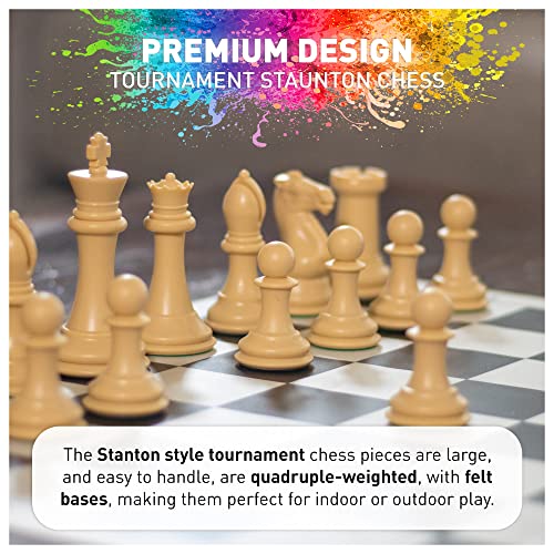 MegaChess Staunton Quadruple Weighted Chess Set - 4.1" Kings, 2 Boards, 34 Pieces, 4 lbs, Ages 8+ - size: Classic XL Super Heavyweight Edition