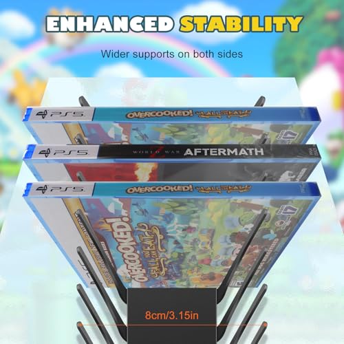 Video Game Storage Wall Mount - 8PCS Heavy-Duty Metal Game Case Holder Media Storage Shelves for PS, Xbox, DVD, Switch Game Organizer Display Stand, Holds up to 152 - size: 8-Pack