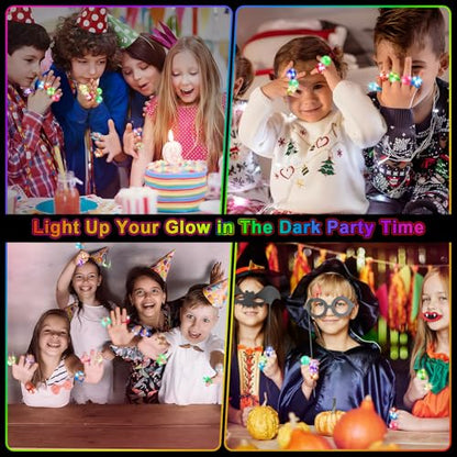 OLUPP Light Up Rings, Glow In The Dark Party Supplies, 6 Style Flashing Glow In The Dark Rings - style: 150 Pack