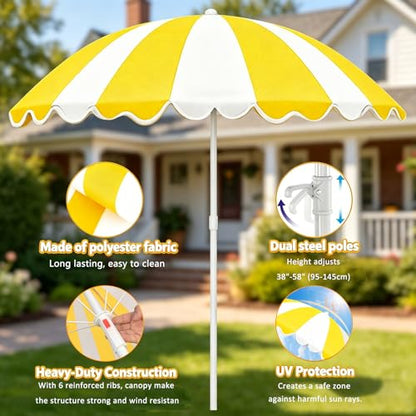 Water Table Umbrella, UV Protection Beach & Picnic Table Umbrella, Heavy Duty Portable Outdoor Shade for Sand Play, Camping, Garden & Backyard. - color: Yellow-Umbrella