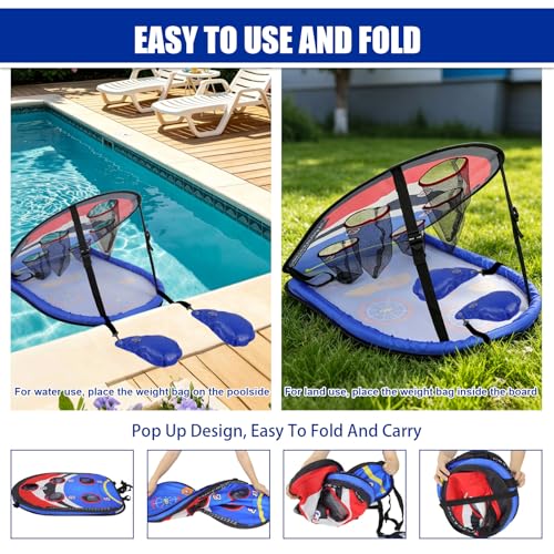 ROSE ME Pool Cornhole Game Floating, Double Sided Pool Games for Adults, 3x2ft Water and Land Dual-Purpose Corn Hole Boards Set,Easy Set Up, Portable Fun Toys for Poolside, Beach, Lake