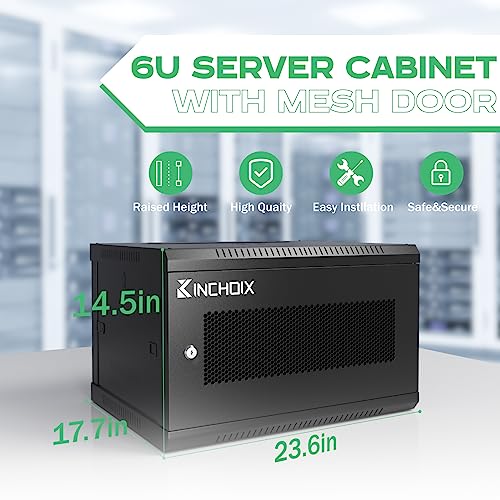 6U Server Cabinet Wall Mount Network Rack Enclosure Cabinet Enclosure for Computer Data Networking Electronic Equipment, Removable Side Panels 14.5in Depth - size: 6U