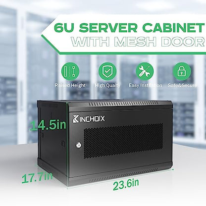 6U Server Cabinet Wall Mount Network Rack Enclosure Cabinet Enclosure for Computer Data Networking Electronic Equipment, Removable Side Panels 14.5in Depth - size: 6U