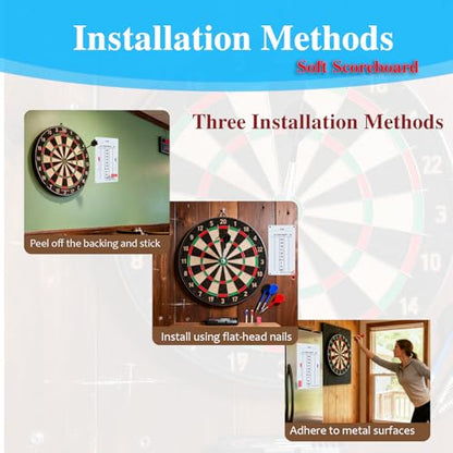 Soft & Rollable Dart Scoreboard with Dry Erase Markers and Eraser - Easy to Install and Clean - Waterproof Surface for Cricket and '01 Games - size: Large