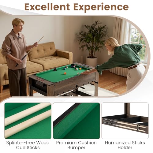 Goplus 2-in-1 Swivel Multi Game Table, 48” Combo Game Table with Foosball & Pool for Adults, Indoor Outdoor Combination Arcade Table for Home Game Room Party - style: 48" x 24" x 32", w/Sticks Holder