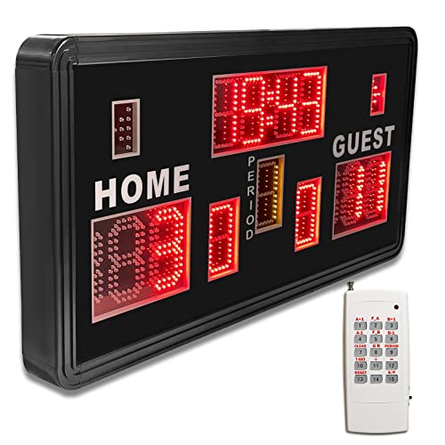 YZ 35”x18”x3” Electronic Large Basketball Scoreboard with Buzzer, Wall-Mounted Professional Digital Scoreboard with Remote, Score Keeper Score Clock Indoor (Remote)