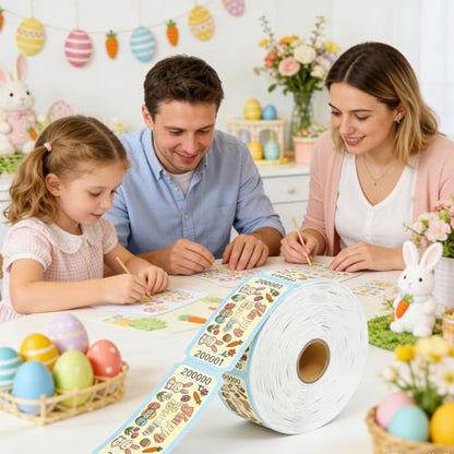 1000 Pcs Easter Raffle Tickets Roll Egg Bunny Carnival Raffle Tickets with Unique Numbered Games Door Drink Prizes Reward Happy Easter Single Tickets Roll for Events Party Favors Supplies - color: Easter Raffle Tickets-baby Bule