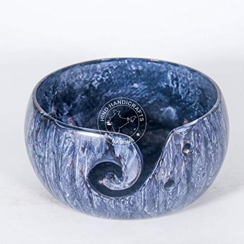 Premium Handmade Aluminium Yarn Bowl Holder for Knitting & Crochet – Deep Blue (6" x 6" x 3") - color: Deep Blue, size: 6" x 6" x 3"