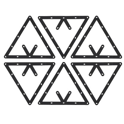 Magic Rack 8 9 10 Ball 57mm, 6Pcs Magic Pool Table Ball Holder, Film Billiards Magic Ball Rack Triangle, Black Billiard Rack Sheet for Pool Halls, Individual, 9.4x9.4in
