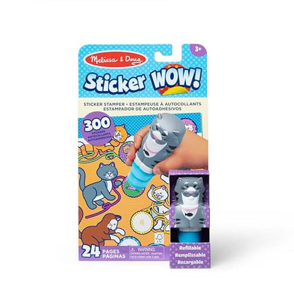 Melissa & Doug Sticker Wow!™ 24-Page Activity Pad and Sticker Stamper, 300 Stickers, Arts and Crafts Fidget Toy Collectible Character – Cat - for Kids Ages 3+ - FSC Certified - color: Cat, size: Single