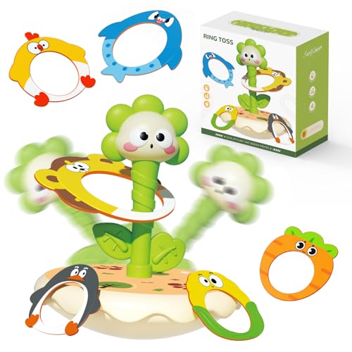 Ring toss Rings, Plastic Rings for Ring toss, Ring Game for Children, Birthday Gift, Tumbler Toy(Green (Sunflower)) - color: Green (Sunflower)