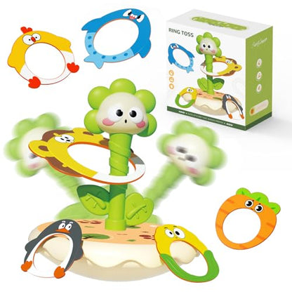 Ring toss Rings, Plastic Rings for Ring toss, Ring Game for Children, Birthday Gift, Tumbler Toy(Green (Sunflower)) - color: Green (Sunflower)