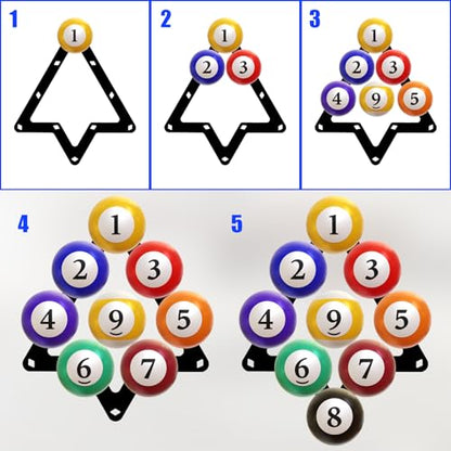 3PCS Magic Ball Rack Sheet Billiards Ball Holder, Pool Balls Rack Set Magic Balls Rack Sheet Triangle Rack Pool Cue Accessories for 8-Ball, 9-Ball & 10-Ball Billiard Games, Triangle Cue Accessorie
