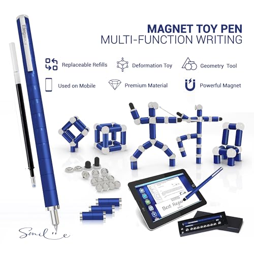 Fidget Pen Unique Fidget Toys Magnet Gel Pen Gadget for Men, Creative Stress Relief Office Desk Tool, Innovative Gift for Teenagers, Adults Magnetic Pen - color: Blue