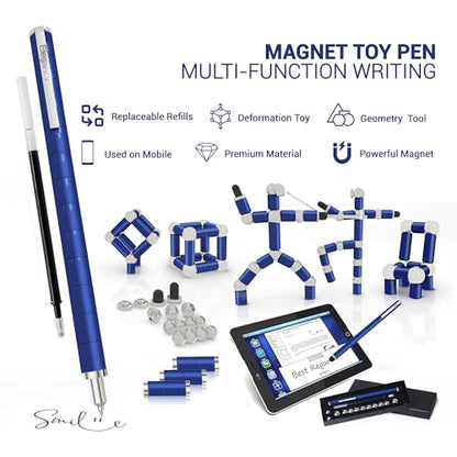 Fidget Pen Unique Fidget Toys Magnet Gel Pen Gadget for Men, Creative Stress Relief Office Desk Tool, Innovative Gift for Teenagers, Adults Magnetic Pen - color: Blue