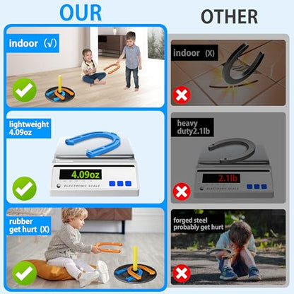 NQV Horseshoe Outside Game, Horse Shoe Game Kit, Horseshoe Set for Kids Adults. - style: indoor outdoor orange & blue