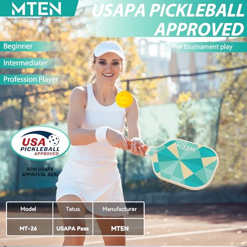 Pickleball Paddles Set of 2 or 4, or Single Paddle – USAPA Approved Fiberglass Surface Pickleball Rackets Set for Men & Women - color: Lake white*2