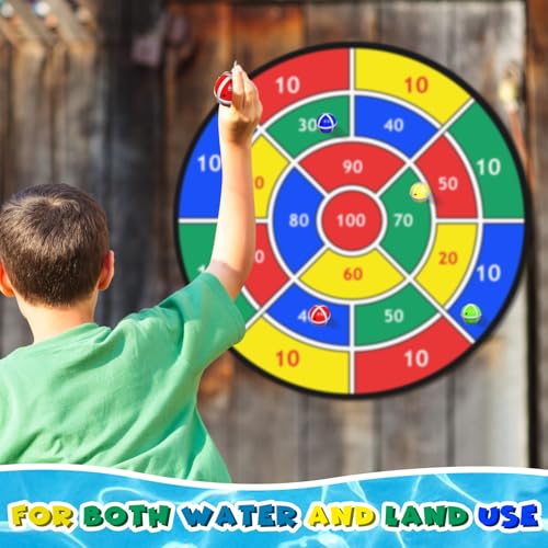 Lunmon Pool Dart Game Set 29 Inch Large Pool Game Toys Inflatable Floating Dart Board with Sticky Balls Swimming Water Indoor Outdoor Yard Playset, Summer Family Party Birthday Gift