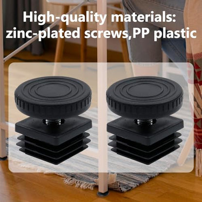 Antrader Home Office Table Desk Adjustable Leveling Foot,Plastic Metal Square Tube Insert Kit, 30mm x 30mm Black, 4 Sets - color: Black,d40xm8, size: 30x30mm