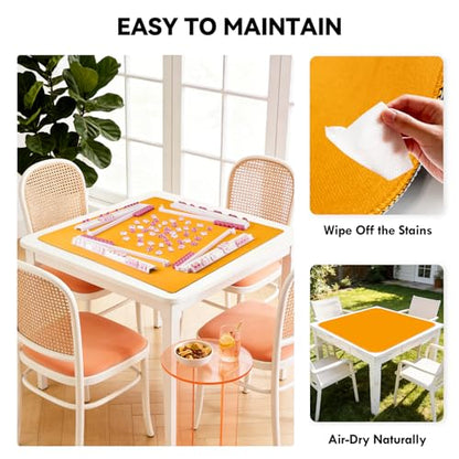 Classic Mahjong Mat for Mahjong Night - 31.5"x31.5" Non-Slip Gaming Table Cover with Carrying Bag (Orange) - color: Orange