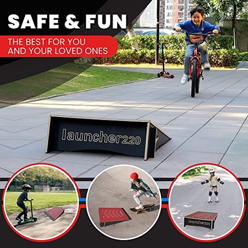 Kids Jumping Ramp for Skateboard, Bike, Scooter, BMX, RC Car and Dirt Bike, 34.37 in, Red - color: Red, size: L220