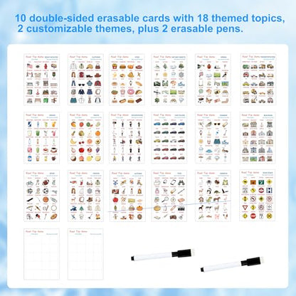 Road Trip Travel Game for Kids and Adults | 10 Double-Sided Cards, 18 Categories, Paper Cards, Educational Travel Entertainment
