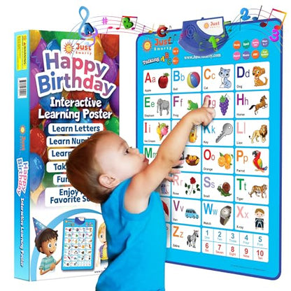 Happy Birthday Interactive Alphabet & Numbers Learning Poster | Talking ABCs & 123s Music Poster | 2 Year Old Boy Birthday Gift | Toddler Educational Birthday Gift to Learn ABC| Bonus Postcard Inside - style: Happy Birthday Edition