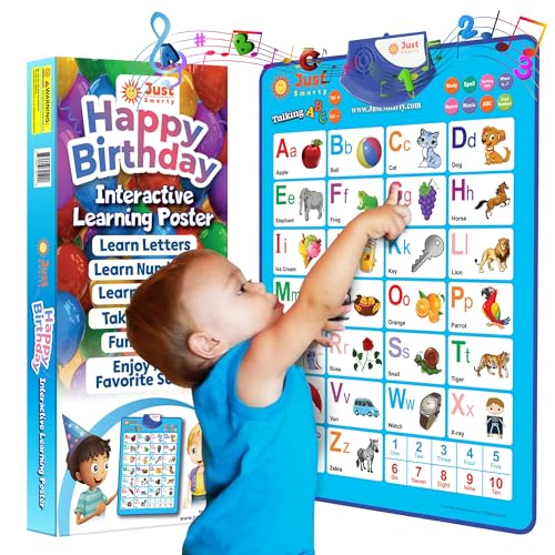 Happy Birthday Interactive Alphabet & Numbers Learning Poster | Talking ABCs & 123s Music Poster | 2 Year Old Boy Birthday Gift | Toddler Educational Birthday Gift to Learn ABC| Bonus Postcard Inside - style: Happy Birthday Edition