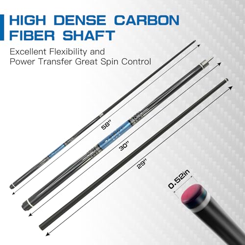 Carbon Fiber/Canadian Maple Pool Cue Stick 58" 20oz, Professional Billiard Stick with 3/8×8/5/16x18 Pin Joint & 13mm Tip, Pool Sticks for Adults Bar or House Use for Billiard Players - style: B99 Carbon Fiber Pool Cue