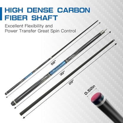 Carbon Fiber/Canadian Maple Pool Cue Stick 58" 20oz, Professional Billiard Stick with 3/8×8/5/16x18 Pin Joint & 13mm Tip, Pool Sticks for Adults Bar or House Use for Billiard Players - style: B99 Carbon Fiber Pool Cue