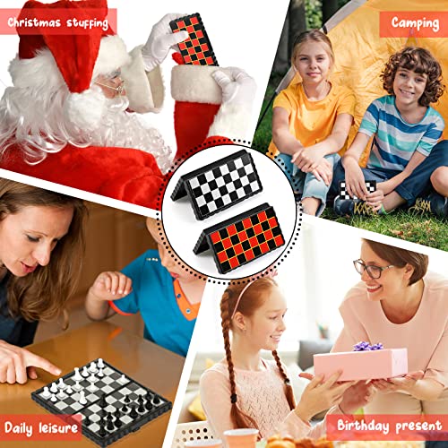 Magnetic Travel Chess Set Mini Fun Checkers with Portable Folding Chess Board Educational Toys for Family Board Games Christmas Party Favors Gifts, 2 Pcs