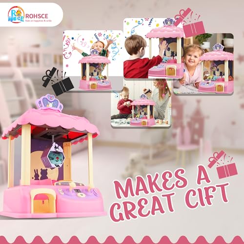 Kids Claw Machine Arcade Toy for Girls Ages 8 to 13 Mini Prize Grabber Candy Dispenser with LED Lights Adjustable Volume USB Powered or Battery Operated Birthday Gift for Kids