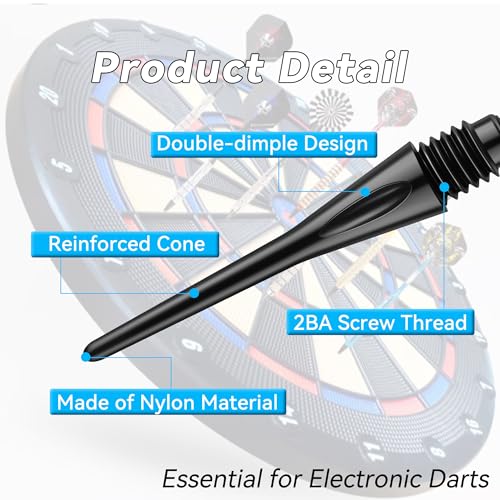 2BA Thread Soft Dart Tips, 300 Pack Plastic Dart Points Replacement, Premium Dart Accessories