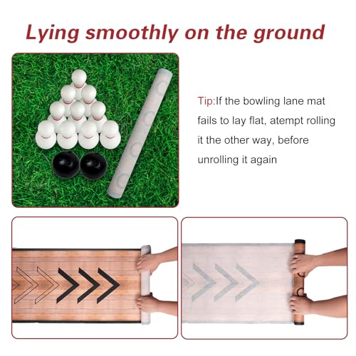 2 Sets Mini Bowling Set with Lane Full Bowling Pins and Ball Set for Home Family Friends Indoor and Outdoor