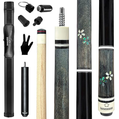 HomeSeason Pool Cue Stick 58" Professional Billiard Canadian Maple Pool Stick with Leather Case & 13mm Tip, 18/19/20/21oz for Adults Pro Player - color: 21oz(Black)