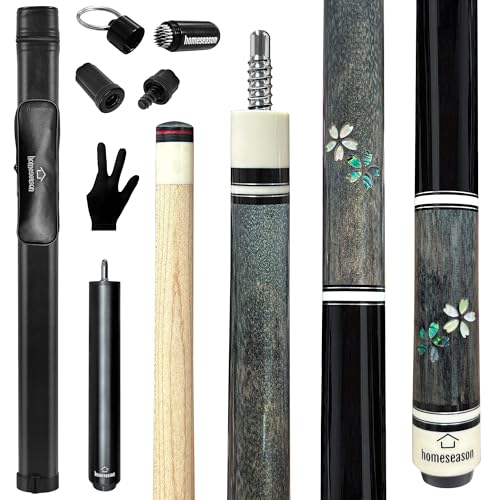HomeSeason Pool Cue Stick 58" Professional Billiard Canadian Maple Pool Stick with Leather Case & 13mm Tip, 18/19/20/21oz for Adults Pro Player - color: 21oz(Black)