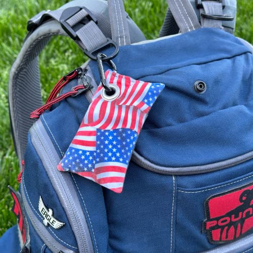 HYZER HOUND DISCS Disc Golf Chalk Bag | Dry Your Hands in the Heat of Summer | Attaches to Bag with a Carabiner | Improve Your Hand Grip for Consistency | Essential Disc Golf Accessories | Chalk - color: USA Flag