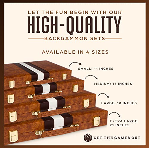 Get The Games Out Backgammon Set for Travel - Small Classic Board Game Case with Strategy Guide & 15 Game Pieces (Brown) - color: Brown, size: Small