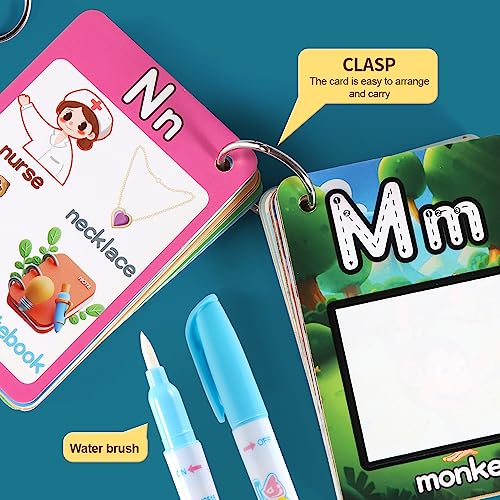Water Coloring Books for Toddlers, Aqua Painting Book for 18+ Months, Magic Paint Set for 2 3 4 5 Years Old, Alphabet Flash Cards ABC Learning, Road Trip/Airplane Travel/Car Activities Essentials Kids