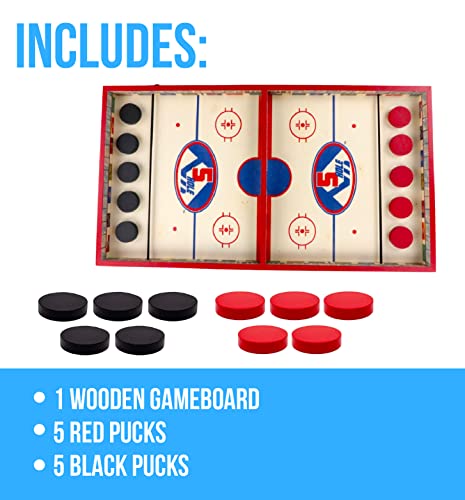 Regal Games - Jumbo 22" Sling Puck - Fun, Fast Family-Friendly Finger Hockey Puck Game - Includes 1 Gameboard, 5 Red Pucks, 5 Black Pucks - Ideal for 2 Players Ages 6+