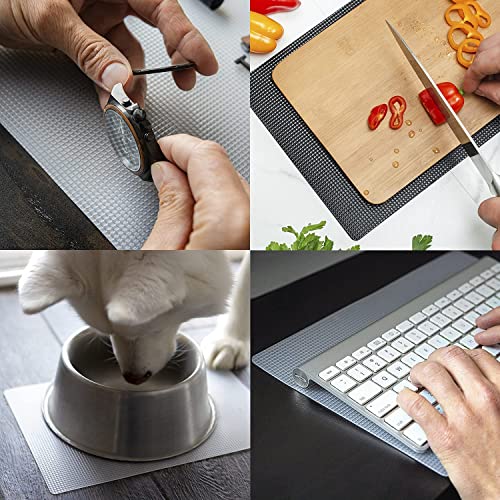 CATTONGUE GRIPS Non-Adhesive Anti-Slip Mat - Multi-Purpose Non-Slip Pad for Countertops, Desks, Tables & Workspaces - Ideal Desk Mat, Drawer Liner, Laptop Pad & More (Black & Clear, 8” x 12”) - color: Black & Clear