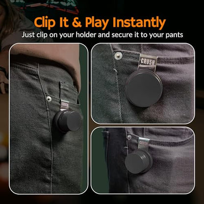 Magnetic Chalk Holder with Lid & Belt Clip – Round Billiard Pool Cue Chalk Holder with Strong Magnet, Portable Snooker Chalk Case for Players - color: Black